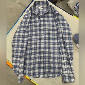 Peter Millar Navy and White Plaid Long Sleeve Button Up Men’s SZ M Like New